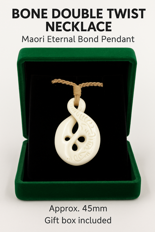 Bone Carving Double Twist Necklace – Maori Eternal Bond Pendant