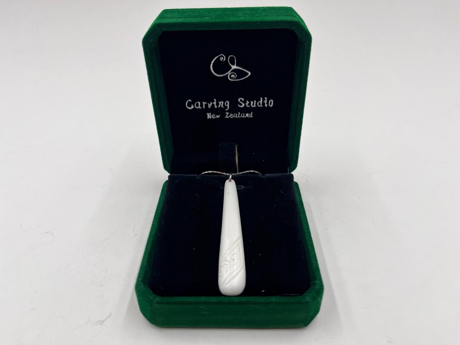 60mm Bone Drop Pendant by Carving Studio NZ in Gift Box