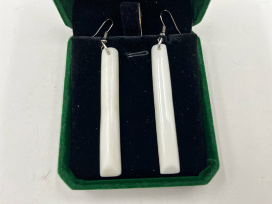 Bone Carving Toki Long Earrings 60mm with Velvet Gift Box