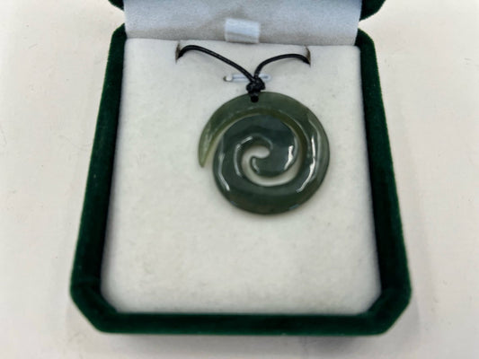 Greenstone Nephrite Jade Koru Pendant E037 – 35×35mm with Gift Box