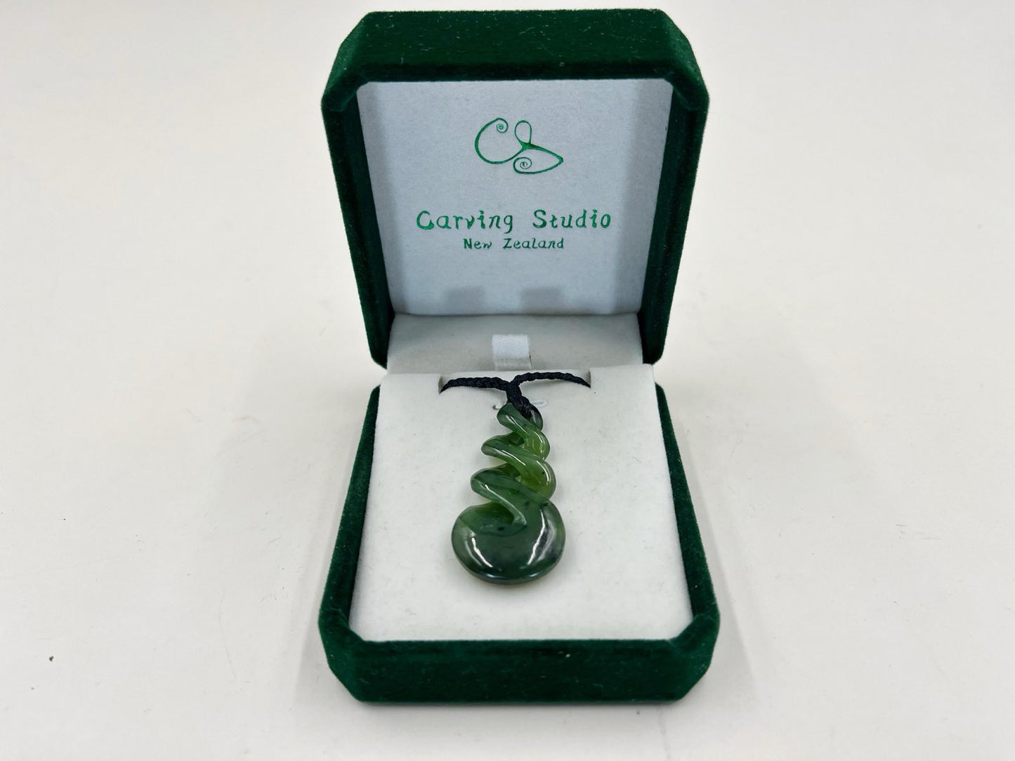 40mm Greenstone Nephrite Jade Triple Twist Pendant , Gift Box