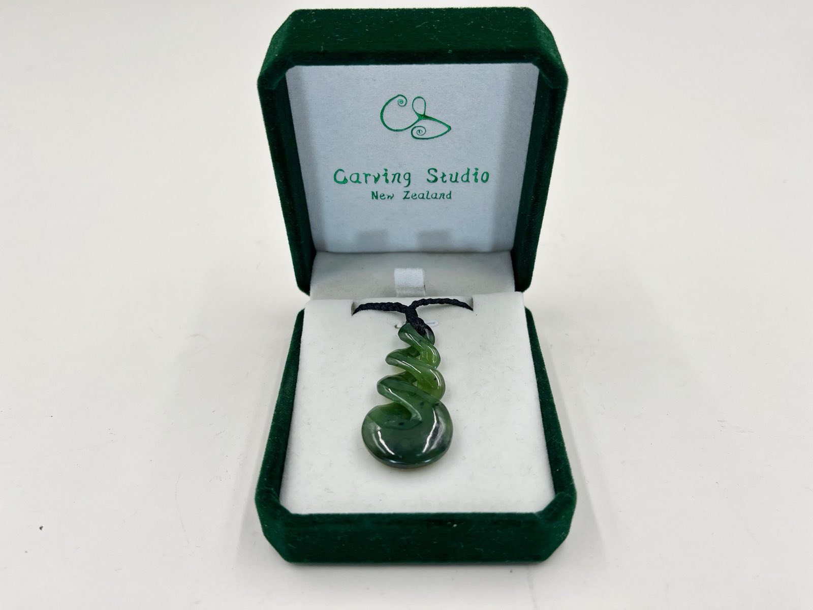 40mm Greenstone Nephrite Jade Triple Twist Pendant , Gift Box