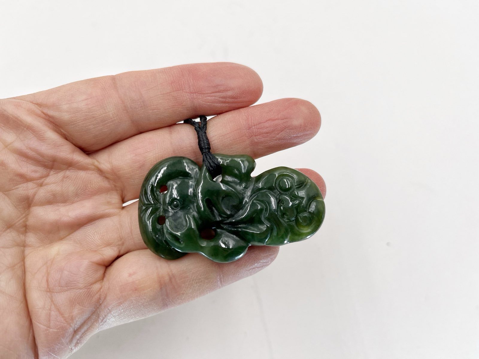 Large Greenstone Hei Tiki 55mm Carving Studio NZ