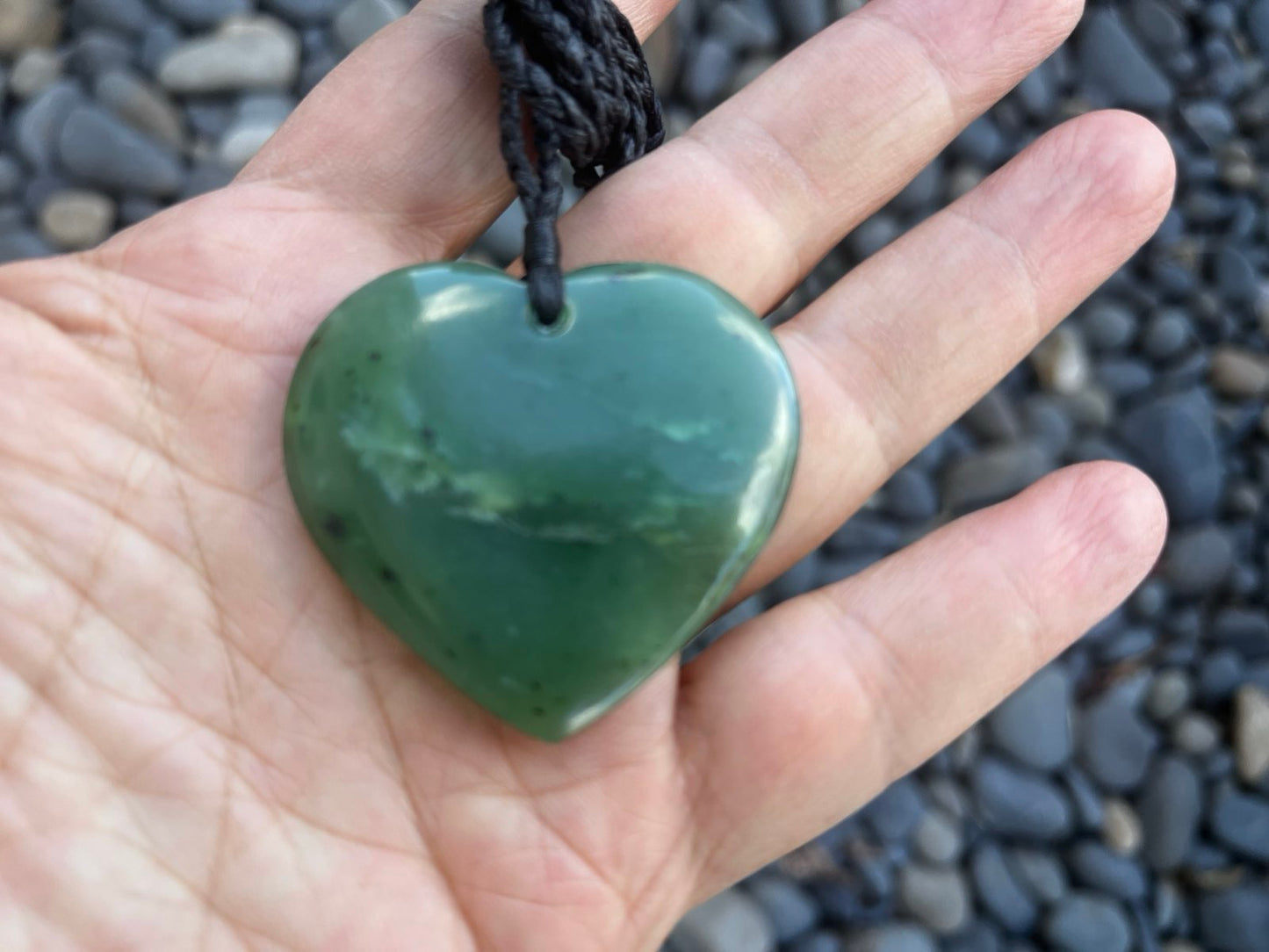 Greenstone Nephrite Top Grade Jade Heart Pendant #H40CS – 40mm with Gift Box