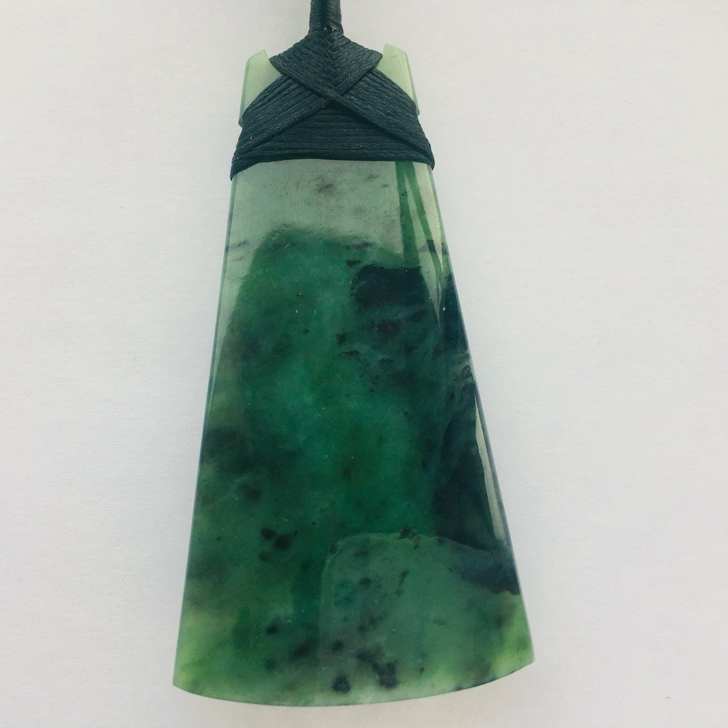 Lashed Greenstone Top Grade Nephrite Jade Maori Toki X-Large 90mm