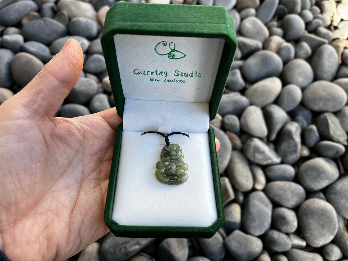 Greenstone Hei Tiki Pendant – 30mm, Symbol of Fertility & Good Luck, Luxury Gift Box Included