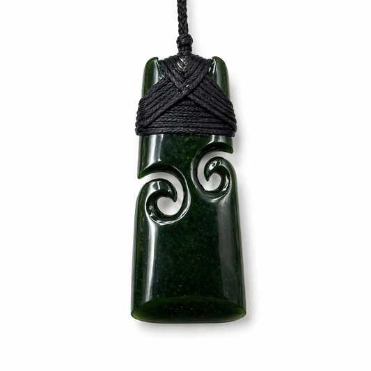 Greenstone Nephrite Jade Toki with two Korus #375CS