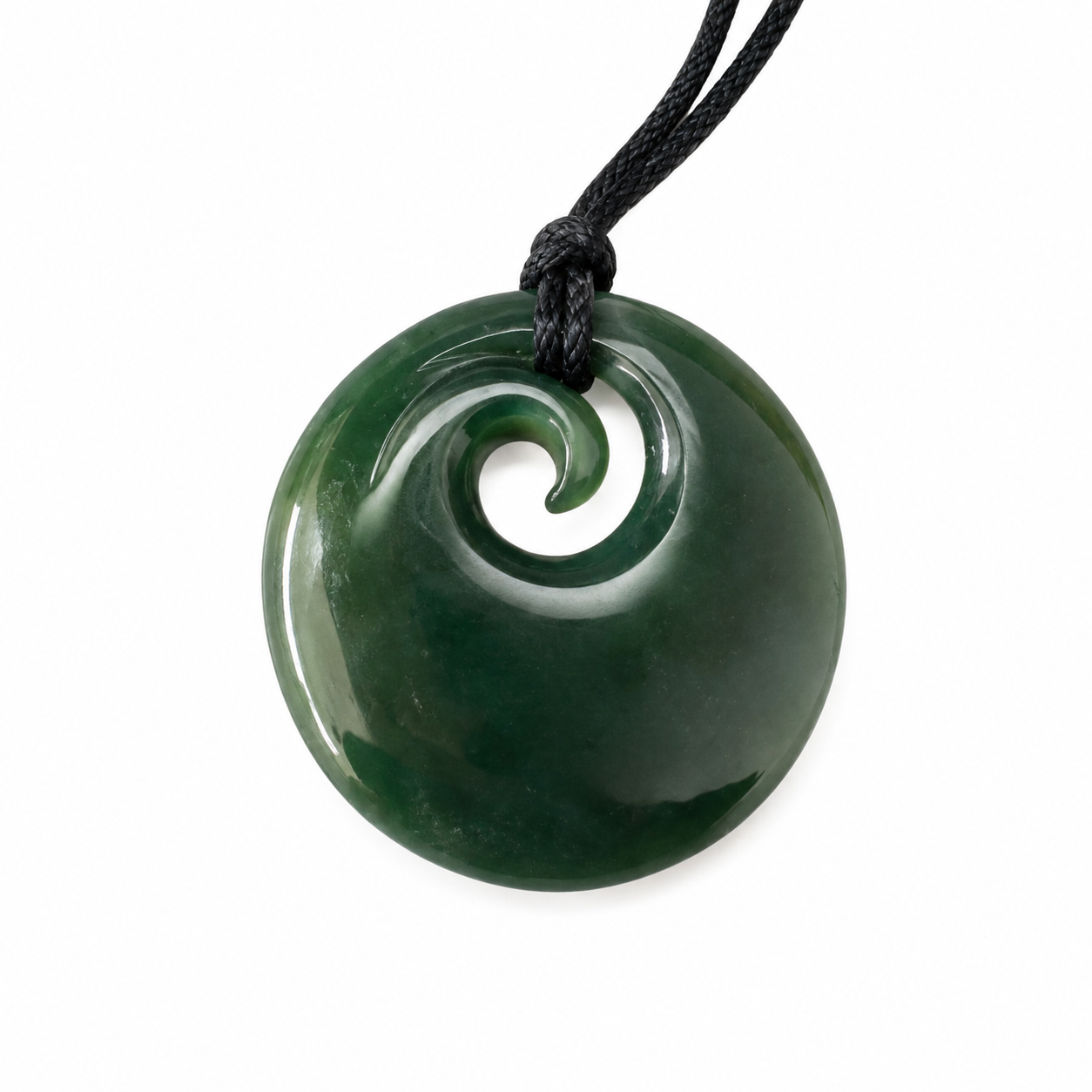 Greenstone Nephrite Jade Koru Pendant E038 – 35×35mm with Gift Box
