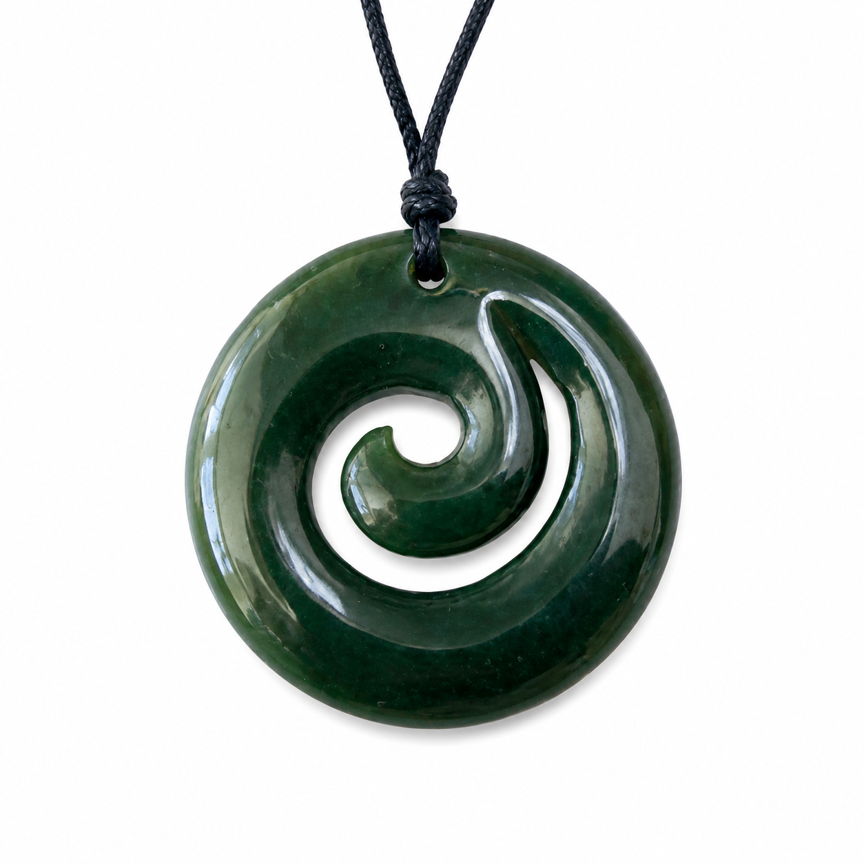 Greenstone Nephrite Jade Koru Pendant E008 – 31×31mm with Gift Box