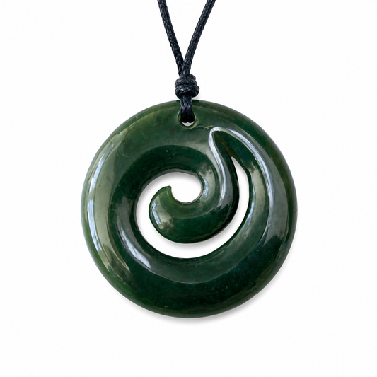 Greenstone Nephrite Jade Koru Pendant E008 – 31×31mm with Gift Box