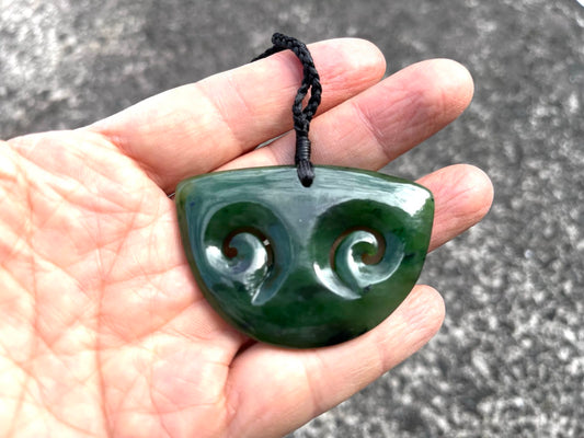 Large  Greenstone Nephrite Jade Double Koru #259CS